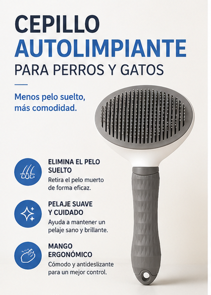 Cepillo Autolimpiante para Perros y Gatos