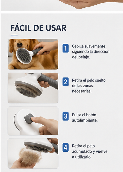 Cepillo Autolimpiante para Perros y Gatos